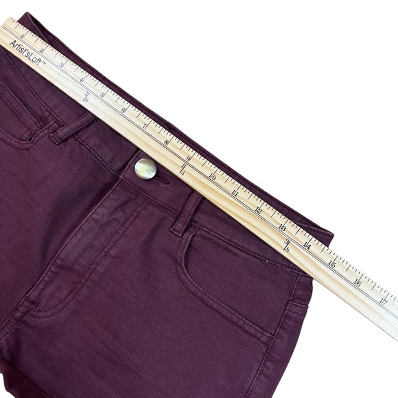American Eagle Outfitters 8 High Rise Shortie Super Stretch Rolled Hem Burgundy - Picture 7 of 9